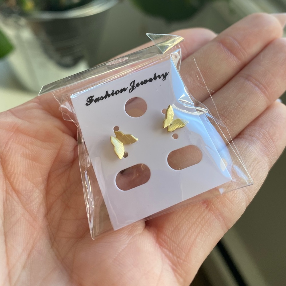 Gold Butterfly Stud Earring